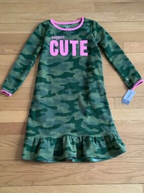 Carter's Green Camo Nightgown with Pink 'Super Cute'